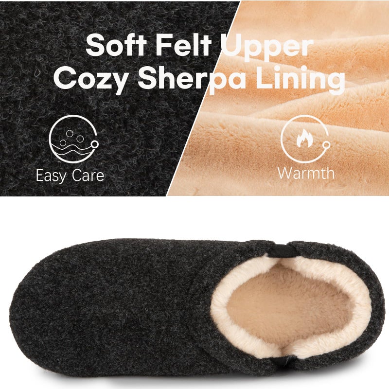 LongBay Men's Slippers Warm Bedroom Memory Foam House Shoes Slip-On for Indoor Outdoor Winter (Black, 11-12) - Image 3
